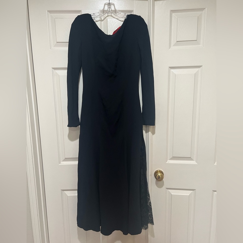RARE Vintage Black Valentino Night 100% silk lace evening dress split bo…